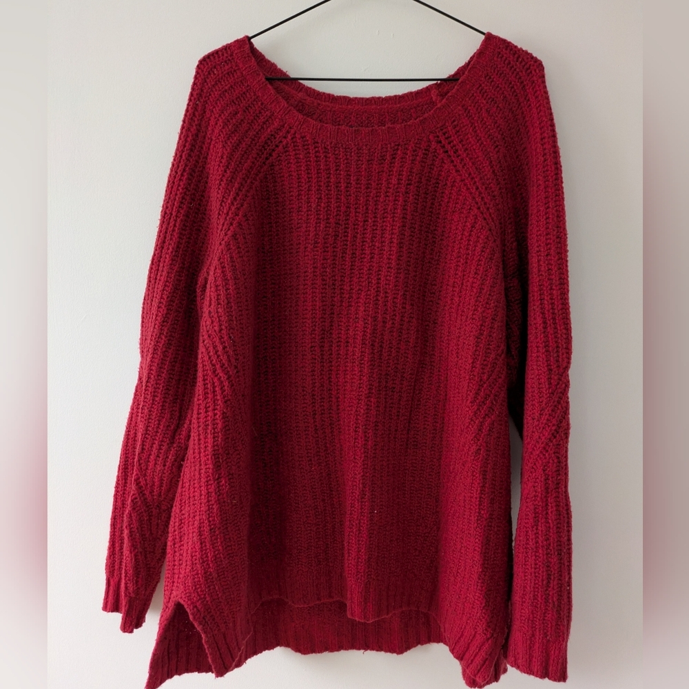 American Eagle Cozy Red Knit Sweater